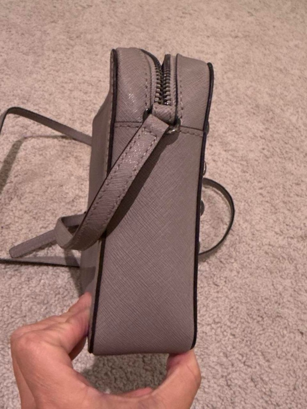 Michael Kors Light Gray Studded Saffiano Crossbody - Picture 5 of 6